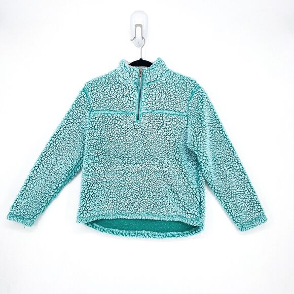 Cuddly Sherpa Girls 14 16 Fleece Jacket Jade Blue Green Zip Mock Neck Piling - Picture 1 of 5